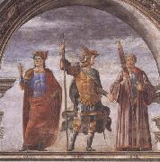 Sandro Botticelli Domenico Ghirlandaio and Assistants,The Roman heroes Decius Mure,Scipio and Cicero Spain oil painting artist